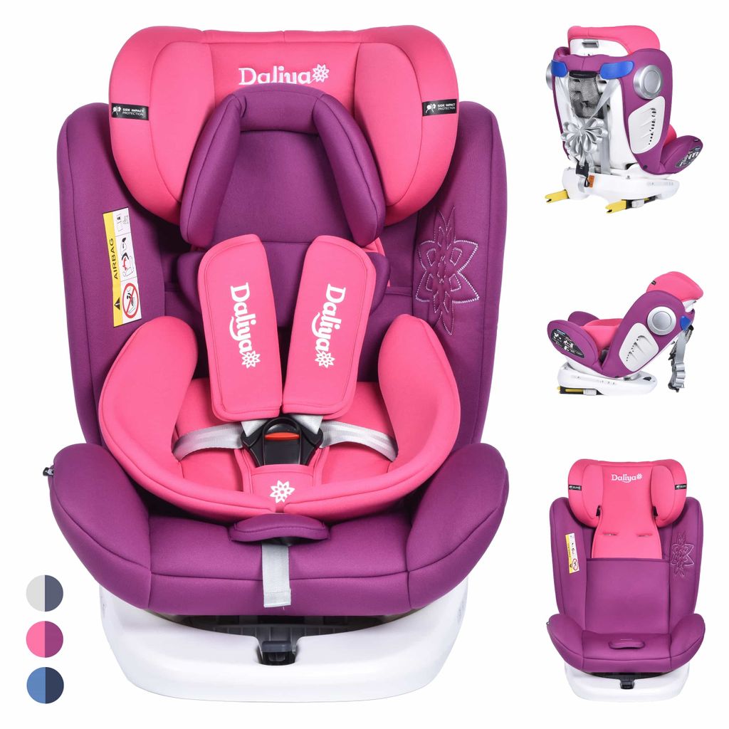 Isofix Auto Kindersitz 0-36kg Autositz 360°drehbar pink