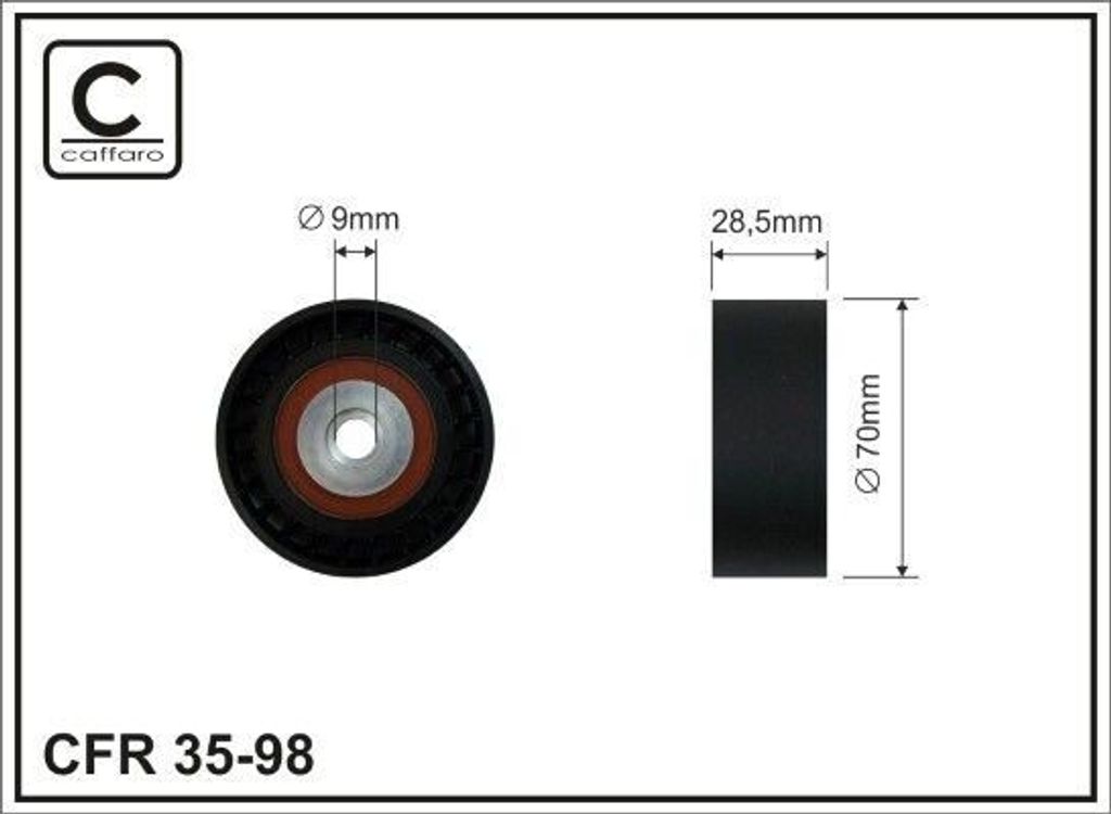 CAFFARO 35-98 Umlenkrolle Keilrippenriemen 71mm für BMW 5 Limousine (E39) 5 Touring (E39) 7 (E38) 8 (E31)