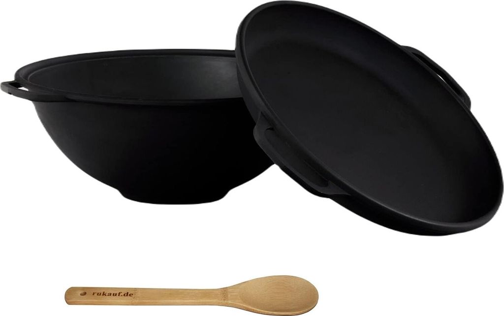 RKL + 12 Liter Kasan Kazan aus Gusseisen mit Pfannen-Deckel Gulasch-Kessel Outdoor Schwenktopf