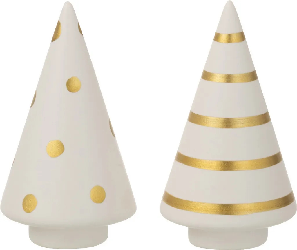 Petit sapin décoratif en céramique blanche J-Line motifs assortis