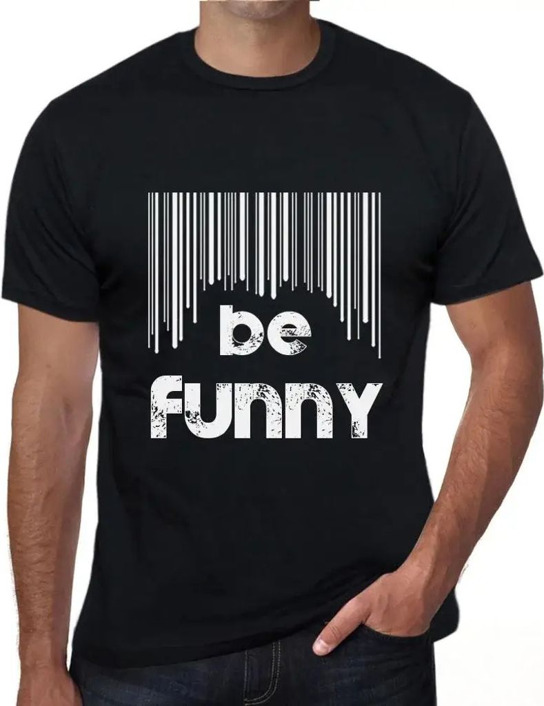 Herren Grafik T-Shirt Barcode ist lustig – Barcode Be Funny – Öko-Verantwortlich Vintage Jahrgang Kurzarm Lustige Druck Geburtstag Geschenk Mann