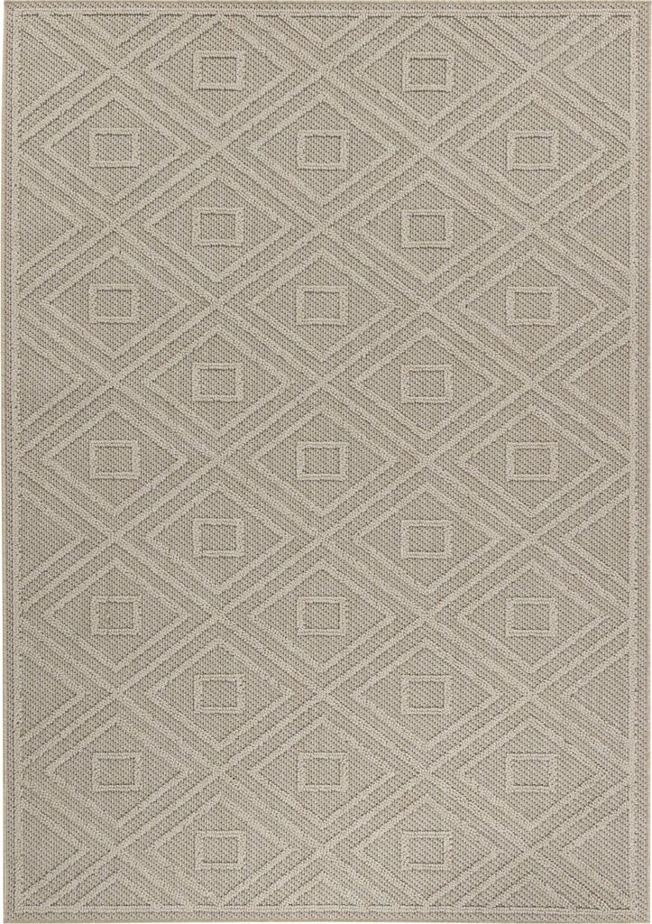 Villa Möbel Pativa Terrasse, Garten-Teppich, Outdoorteppich, Rauten Design, Farbe:Beige, Grösse:140x200 cm