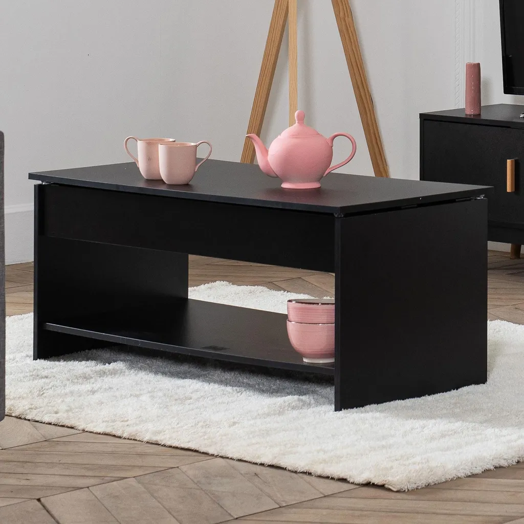 Table basse relevable noire pour manger devant la télé - Modèle HEDDA - 2