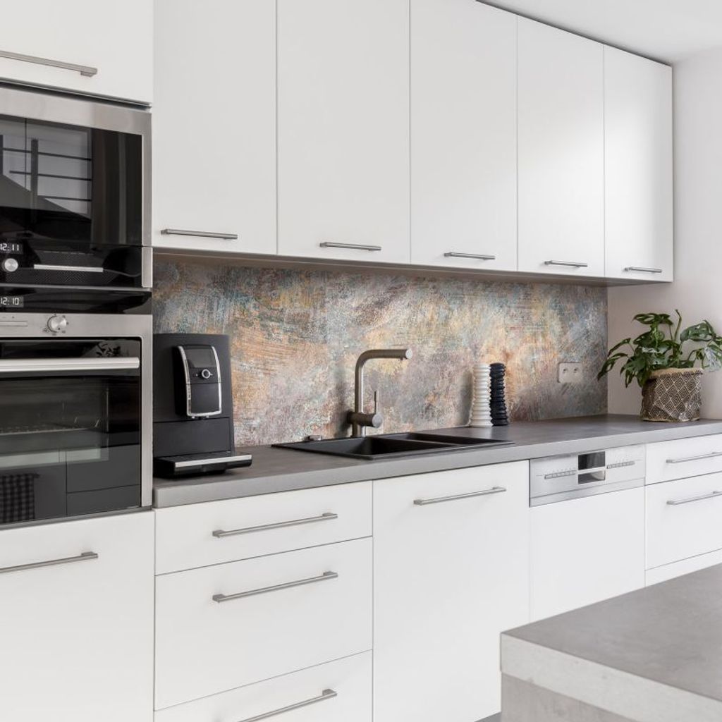 Dedeco Küchenrückwand Motiv: Rost V2, 3mm Aluminium Alu-Platten als Spritzschutz Küchenwand Verbundplatte wasserfest, inkl. UV-Lack matt, alle U...
