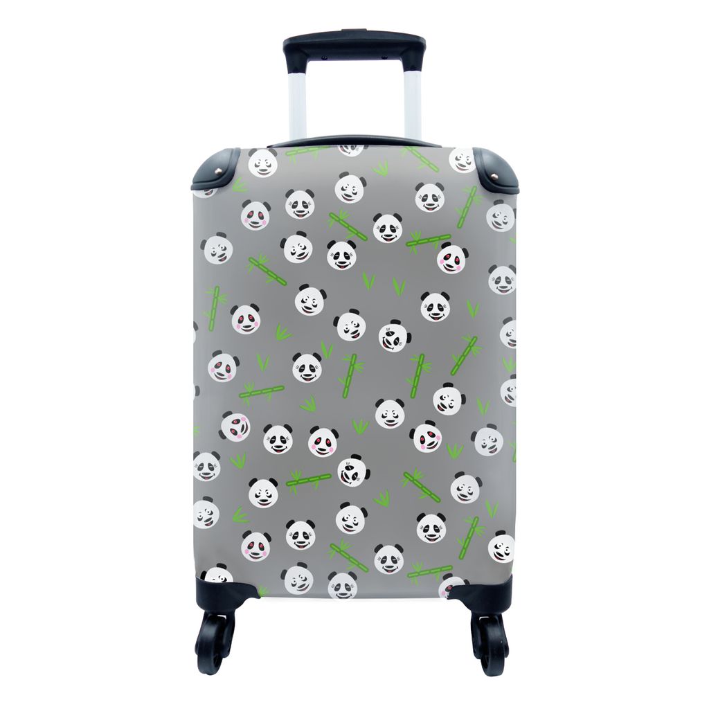 MuchoWow Koffer Handgepäck Trolley Rollkoffer Kleine Reisekoffer mit 4 Rollen - Panda - Bambus - Entwurf - Cabin Size < 55x40x23 cm & 55x40x20 c...