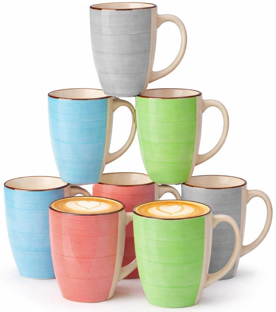 8x Kaffeebecher aus Keramik - Kaffee-Tasse in modernem Produktbild 
