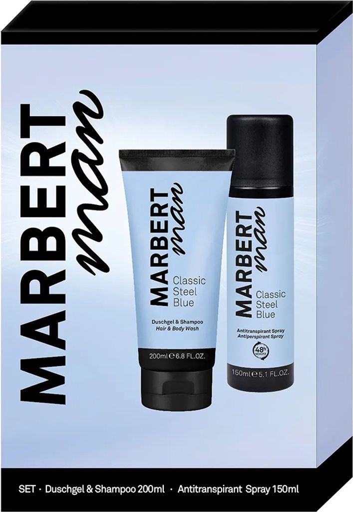 Marbert Man classic Steel Blue Geschenk-Box Duschgel 200 ml / Antitranspirant Deo Spray 150 ml Neu!