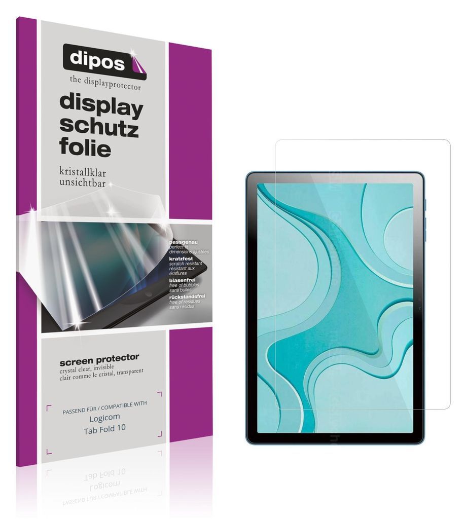 2x Schutzfolie für Logicom Tab Fold 10 klar Displayschutzfolie Folie Display Schutz dipos