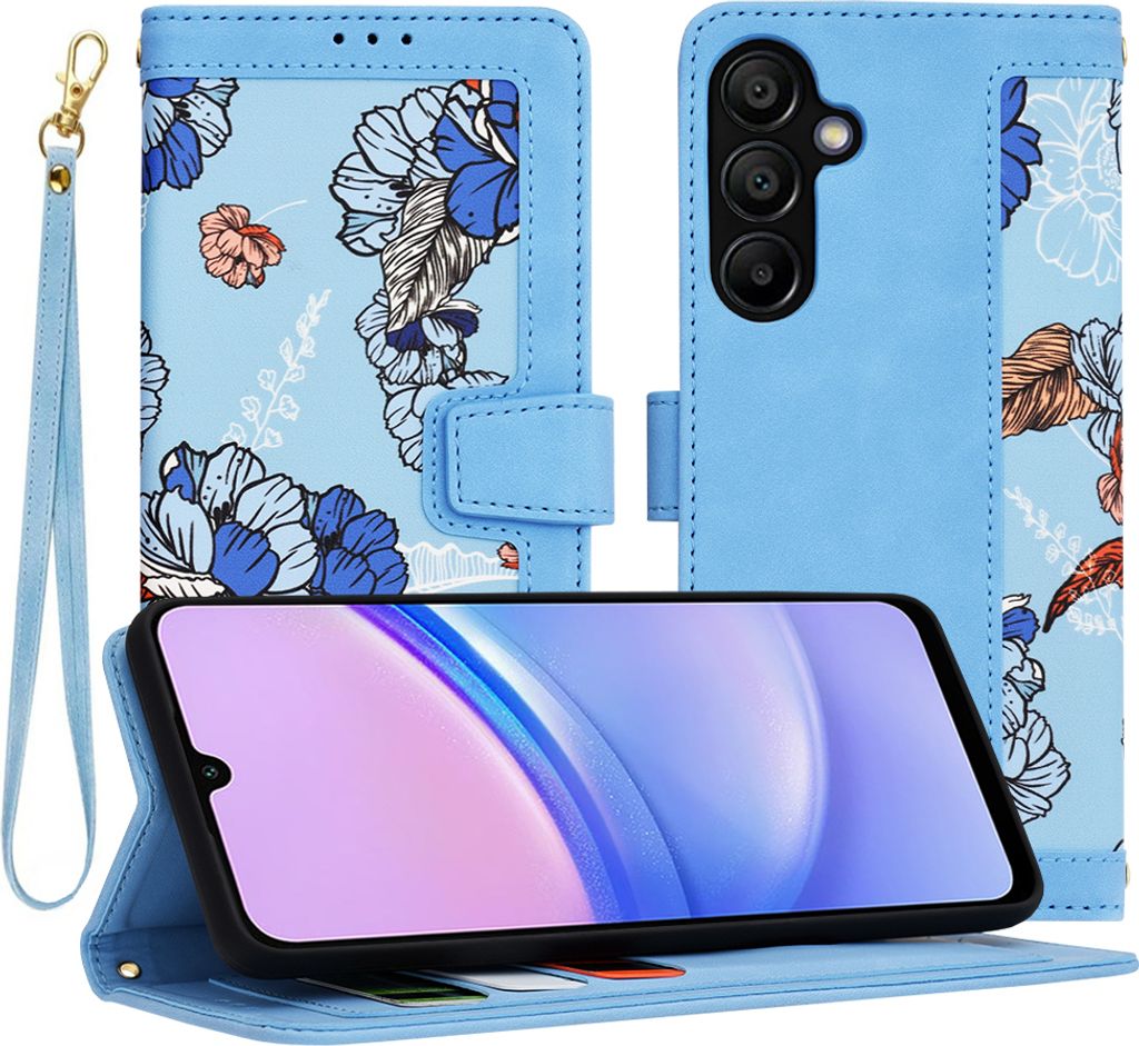 Techsuit FlipCraft Book Wallet Klapphülle mit Kabel für Samsung Galaxy A15 4G/5G - Vibrant Blue
