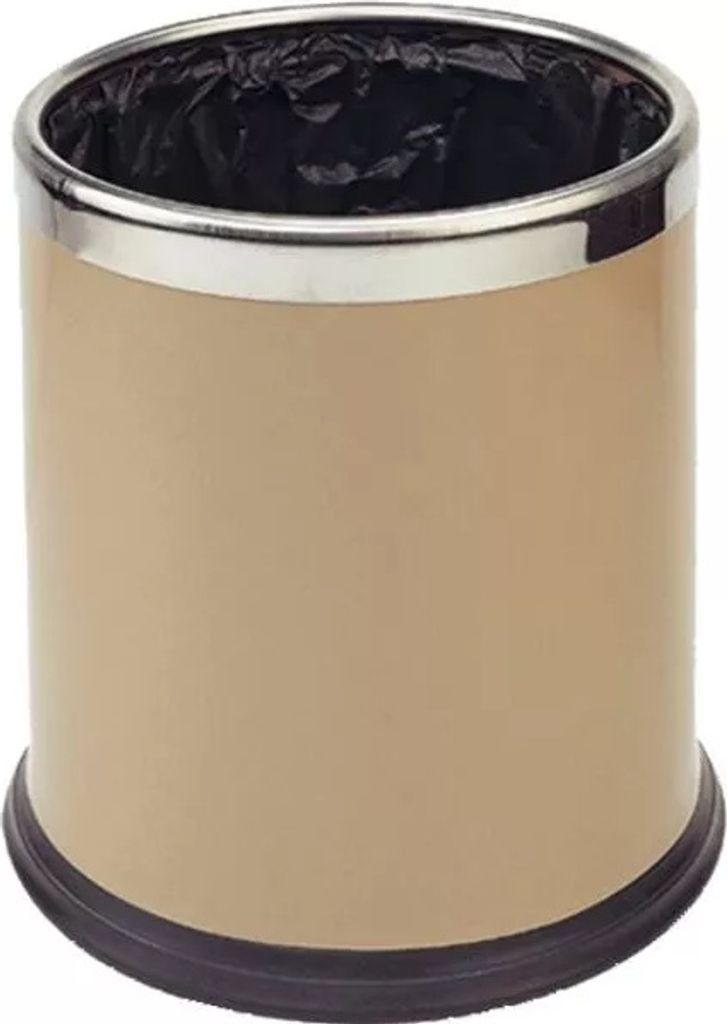 Abfalleimer doppelwandig, Metall, beige, 10 Liter