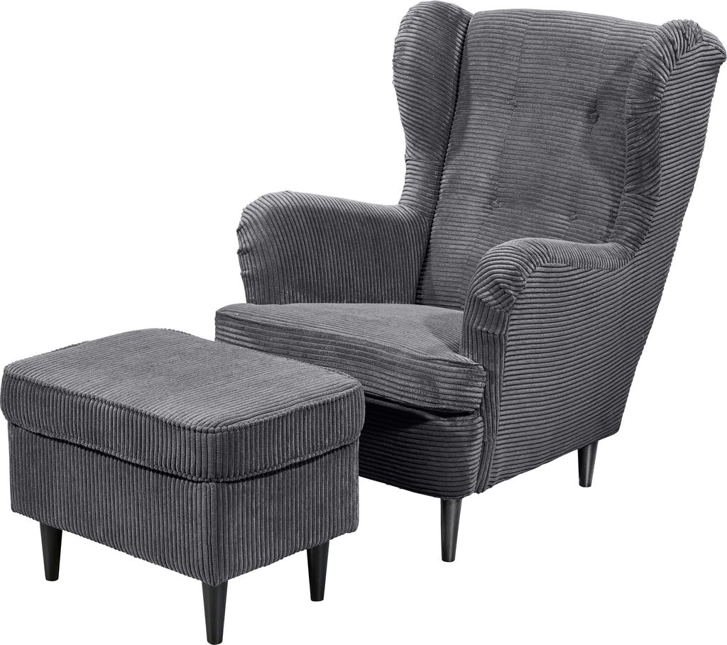 Ohrensessel >OSKAR< (Sessel und Hocker) in ash - Produktbild 