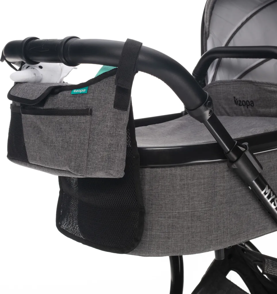 Sac de rangement pour poussette Plus gris avec fixations velcro solides - 2