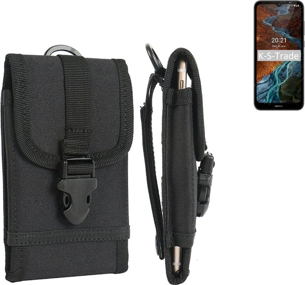 K-S-Trade Holster Handy Hülle kompatibel mit Nokia C10 Holster Handytasche Gürtel Tasche Schutz Hülle Robust Outdoor schwarz