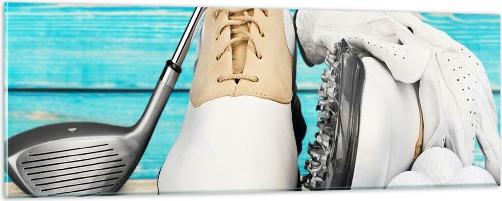 Bilder auf glas - Golf Ball Gras Sport - 90x30cm - Glasbilder - Wandbilder - Kunstdruck - zum Aufhängen bereit - Wanddekoration aus Glas - Glas Bi...