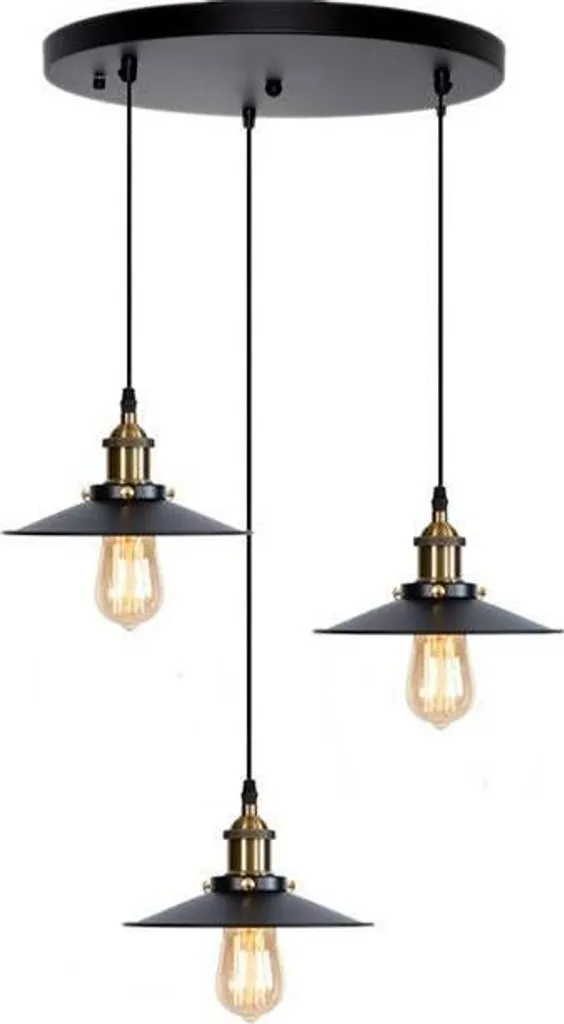 Lustre suspension style industriel en métal noir pour salon et cuisine