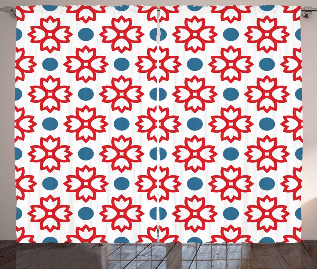 ABAKUHAUS Blumen Rustikaler Gardine, Abstrakt Europäische Natur, Schlafzimmer Kräuselband Vorhang mit Schlaufen und Haken, 280 x 245 cm, Weiß Bl...
