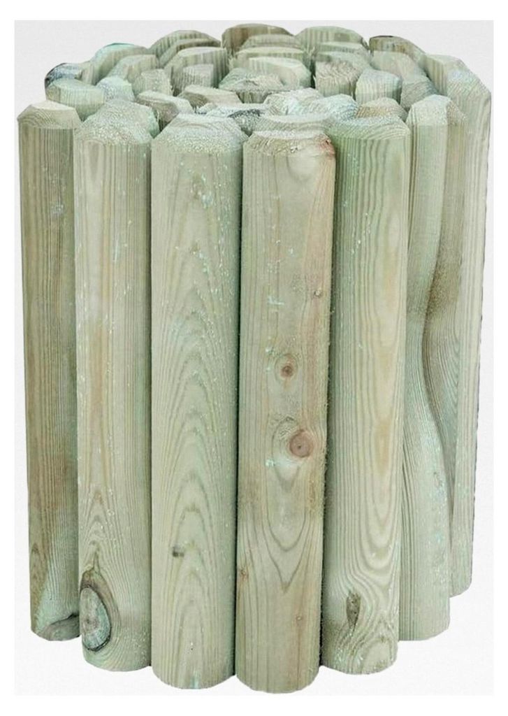 Holzrollrand - Holzzaun - Palisade - einfach und bequem (Länge 200 cm, Höhe 20 cm)