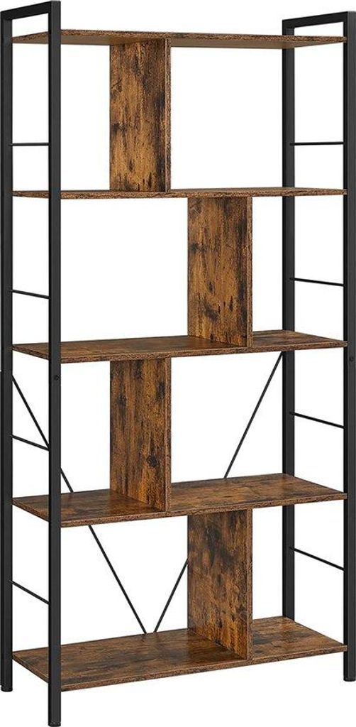 Industrielle Bücherregal - Bügelregal mit 5 Ebenen - Büroregal - Industrie-Design - Braun - 74 x 30 x 150 cm