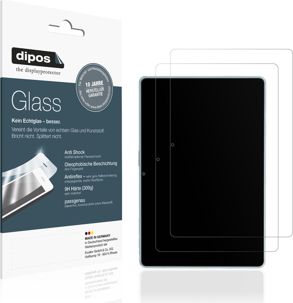 2x Schutzfolie für DeerTime E15 matt - Anti-Shock 9H Folie dipos Glass Kunststoffglas