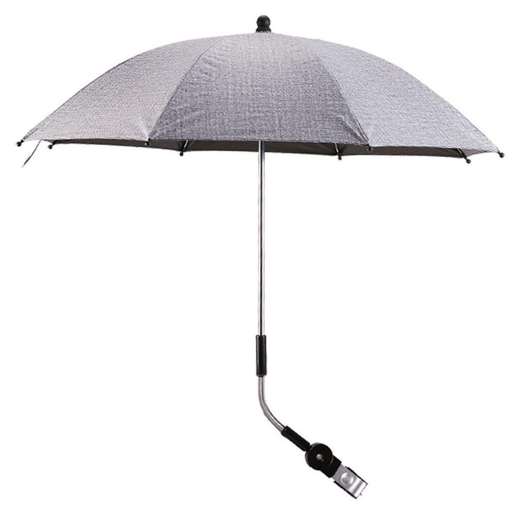Kinderwagen-Sonnenschirm mit verstellbarer Klemme, UV-Schutz, wasserdicht, 360° drehbar, tragbarer Sonnenschutz für Kinderwagen