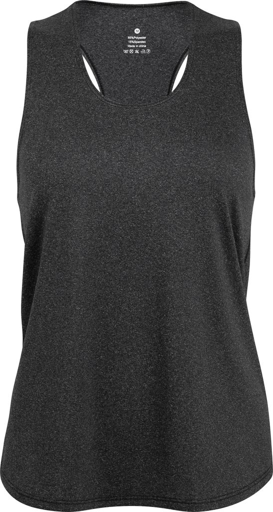 Racerback Sport Shirt -Heathered-, Damen Tank Top – Schwarz Meliert – Gr.: XL