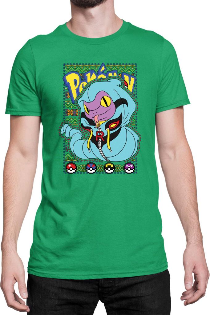Herren T-Shirt Japan Manga Anime Comics Pokemon 024, Man L / Grün