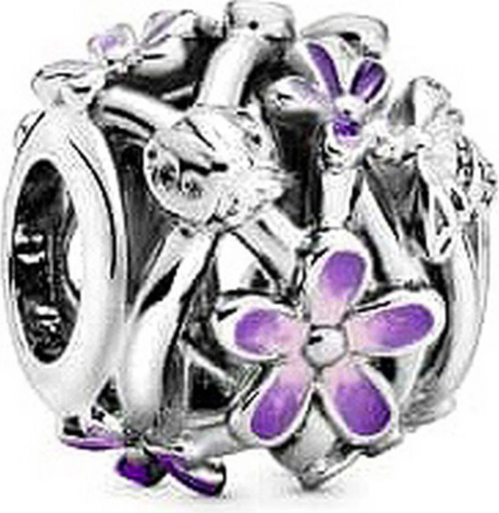 Charm Pandora Openwork Purple Daisy en Argent 925 et Email Violet 798772C01