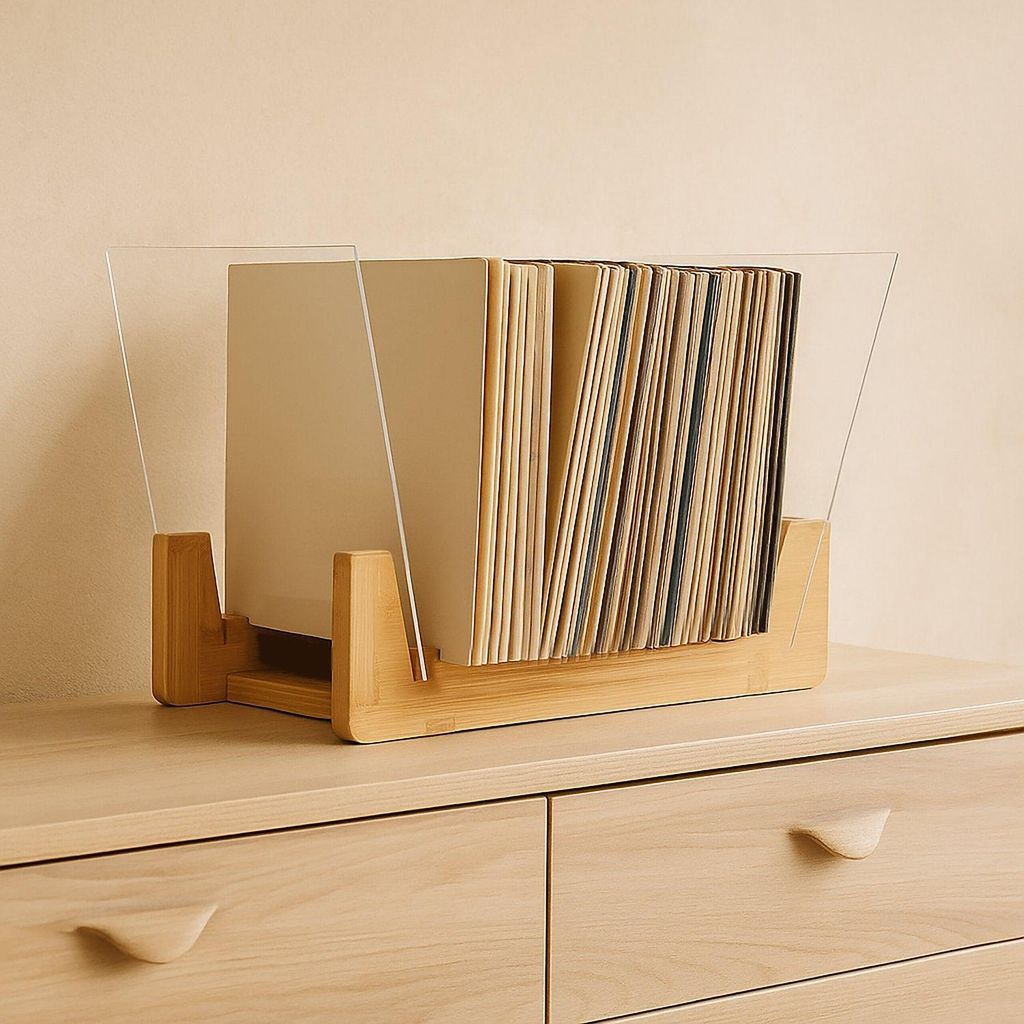 Houders voor vinylplaten, bamboe standaard voor 50 Productafbeelding 