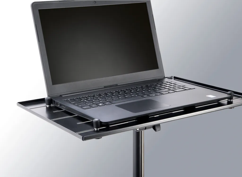 Stand PC K&M 12185 avec Inclinaison Variable et Butées de Protection