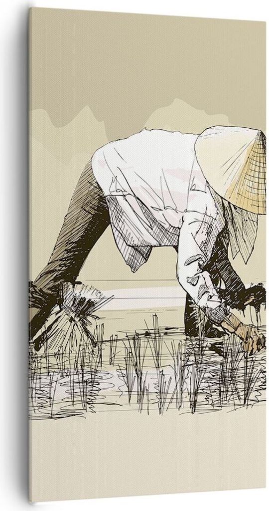 Bild auf Leinwand - Leinwandbild - Reis Asien Feld Wasser - Produktbild 