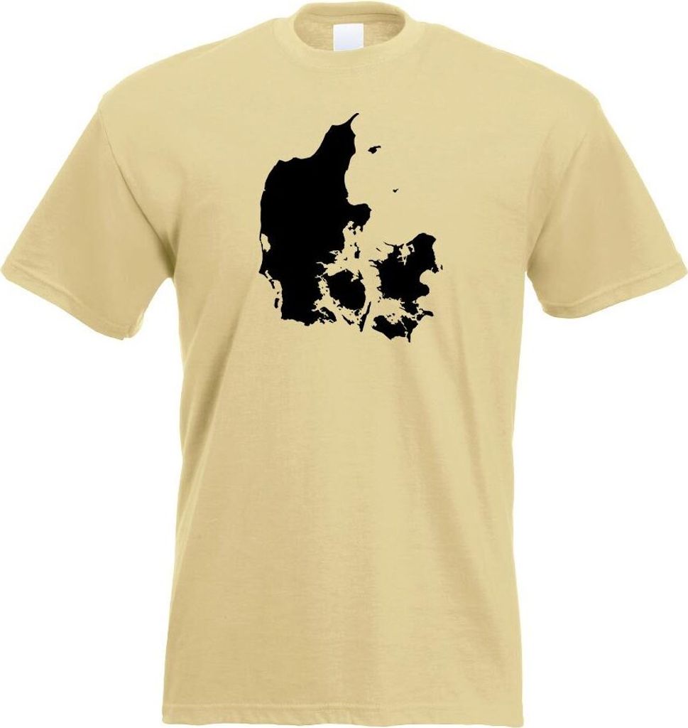 Kiwistar - T-Shirt - Khaki - Dänemark - Dänisch Umriss Herren Funshirt Bedruckt Design Sprüche Spruch Motive - mit Motiv Bedruckt - Funshirt Des...