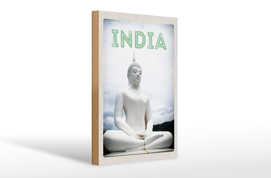 Holzschild Reise 20x30cm Indien Skulptur meditieren Gott Produktbild 
