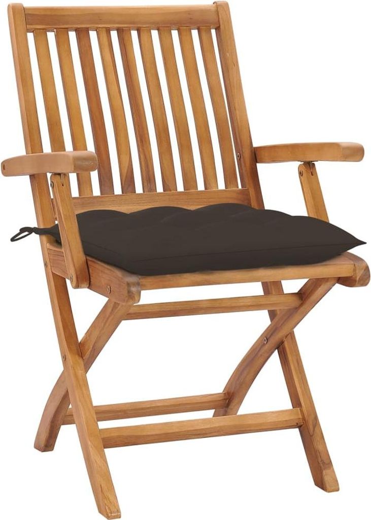 vidaXL Klappbare Gartenstühle mit Kissen 4 Stk. Massivholz Teak