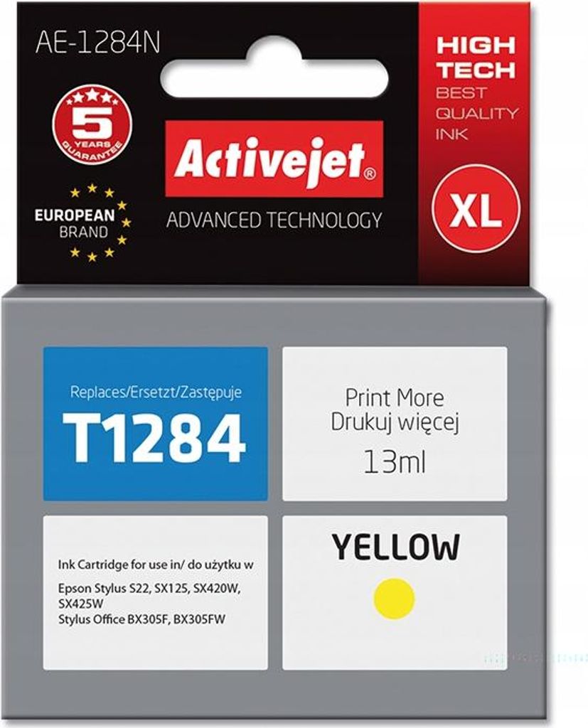 Activejet AE-1284N Tintenpatrone (Ersatz für Epson T1284; Höchst; 13 ml; gelb)