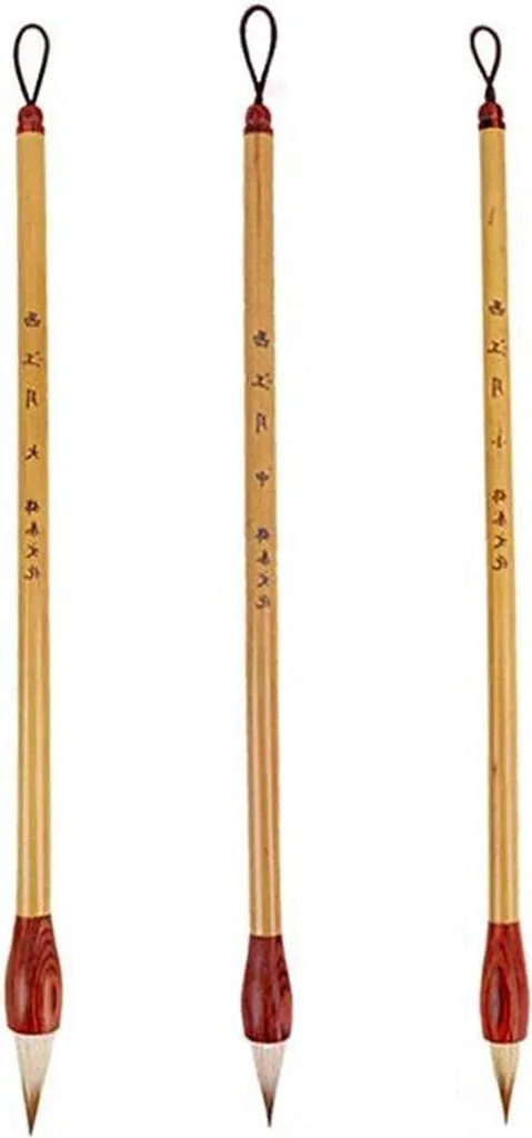 Pinceaux calligraphie chinoise poils naturels pour sumi-e - Set 3 pièces