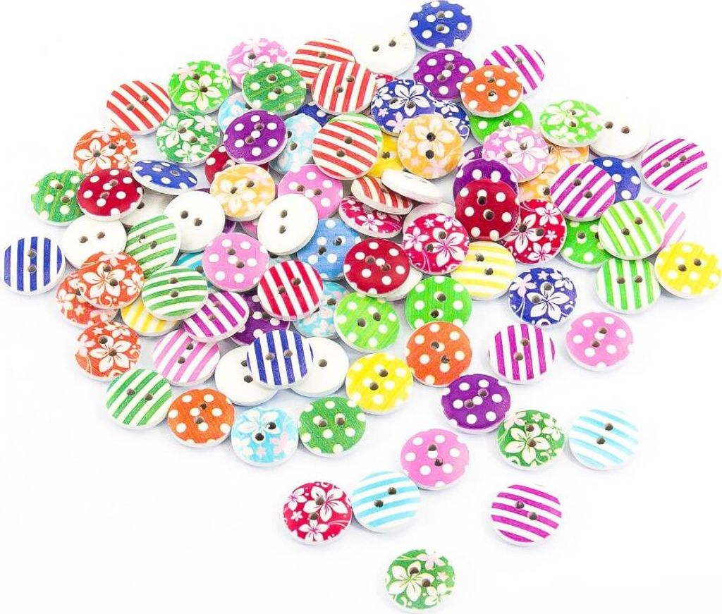 Oblique Unique 100x Holz Knöpfe Kinderknöpfe Buttons Nähen Produktbild 