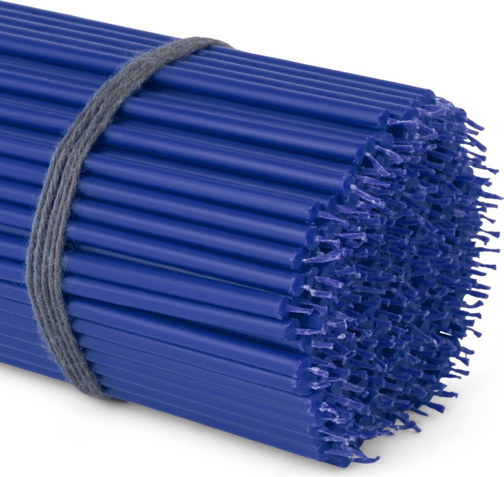 250x Stabkerzen blau Rußfrei Tropffrei dünn L 16cm Premium Paraffinwachs 36112