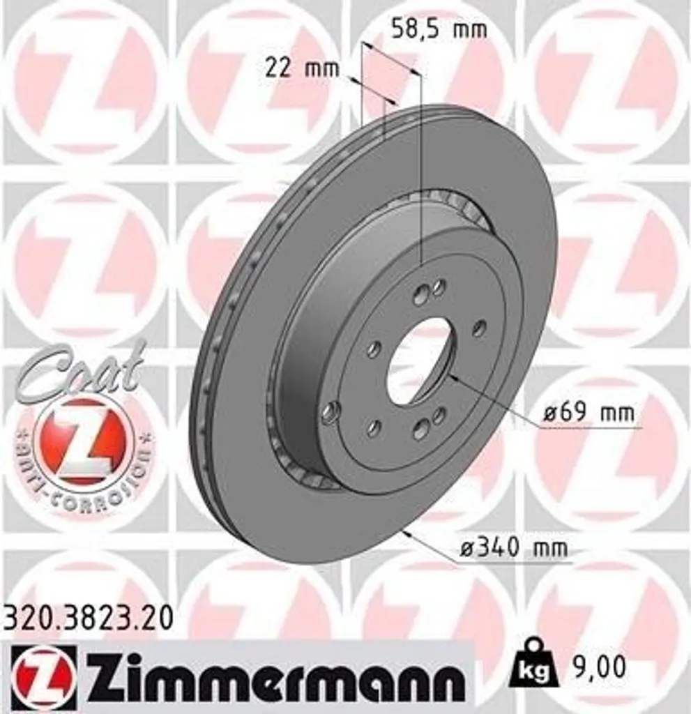 Disque de frein ventilé Zimmermann pour Kia Stinger CK 320.3823.20