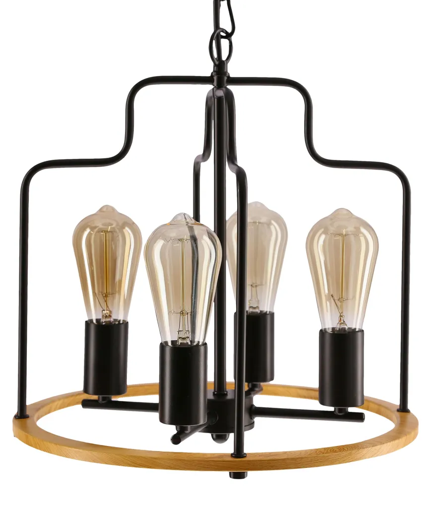 Lustre circulaire suspendu DATUS noir et brun pour ampoules E27