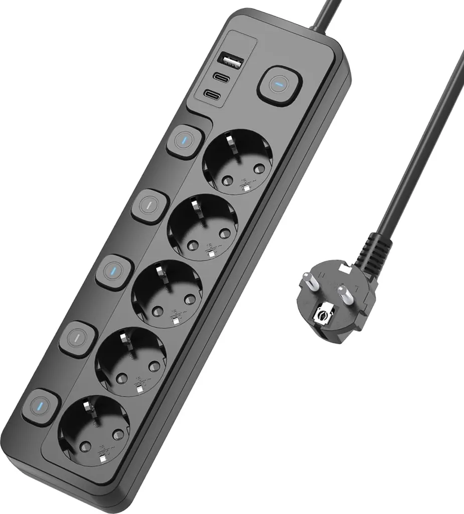 Prise de rallonge Viking YC53S avec terre et protection enfant robuste