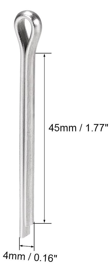 Geteilter Splint - 4 mm x 45 mm 304 Edelstahl 2 Zinken silberfarbener Verschluss-Clip-Schlš¹ssel 5 Stš¹ck