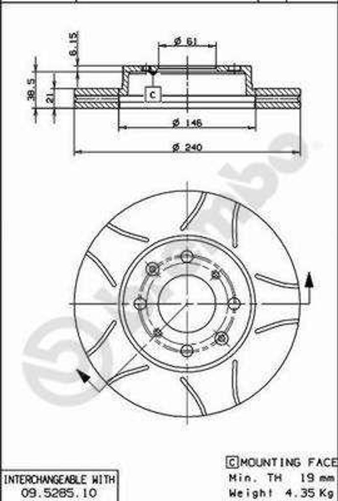 BREMBO 09.5285.75 Bremsscheibe OE 45251SH0A00 kompatibel mit Civic