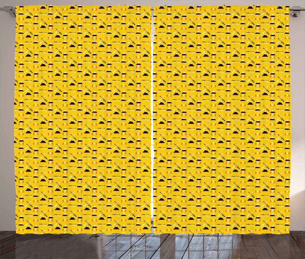 ABAKUHAUS Stammes Rustikaler Vorhang, Berge und Pfeile Retro, Wohnzimmer Universalband Gardinen mit Schlaufen und Haken, 280 x 175 cm, Mehrfarbig