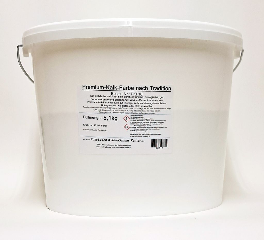 Premium-Kalk-Farbe nach Tradition, 5,1 kg für 10,5 Liter Farbe/zirka 65 m², naturweiß