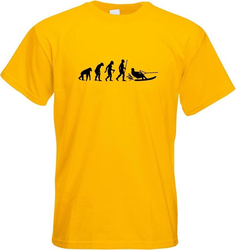 Kiwistar - T-Shirt - gelb - Wakeboarden Ski Evolution Motiv Bedruckt Funshirt Design Print - mit Motiv Bedruckt - Funshirt Design - Sport - Freizei...