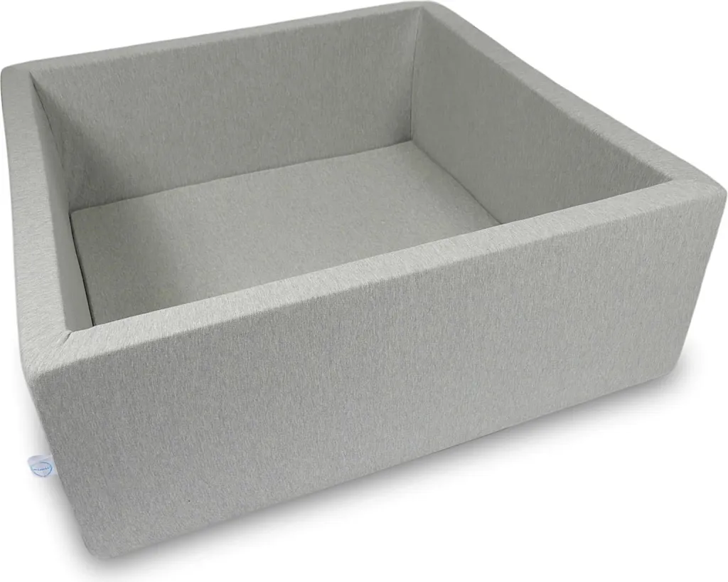 Piscine à balles vide carrée 110cm gris clair pour éveil de bébé luxe