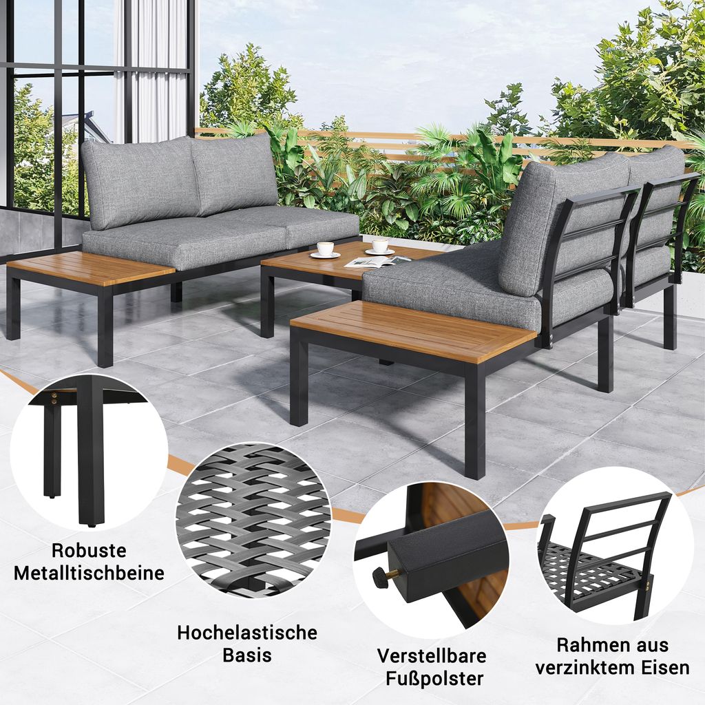 Merax Gartenlounge-Set aus Akazienholz, 3-tlg.Gartenmöbel Produktbild 3