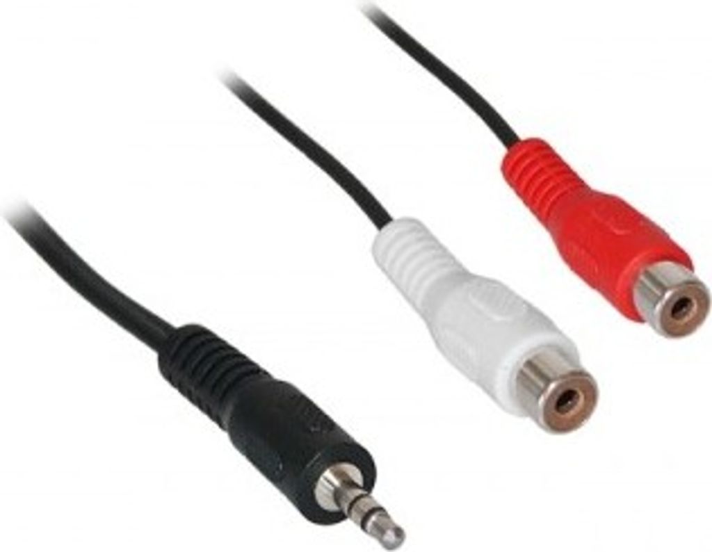 Goobay 50600 Audio Kabeladapter 3,5 mm, Stecker zu stereo Cinch Buchse, 0.2 m, Schwarz - Klinke 3,5 mm Stecker (3-Pin, stereo) > 2x Cinch-Buchse (A...