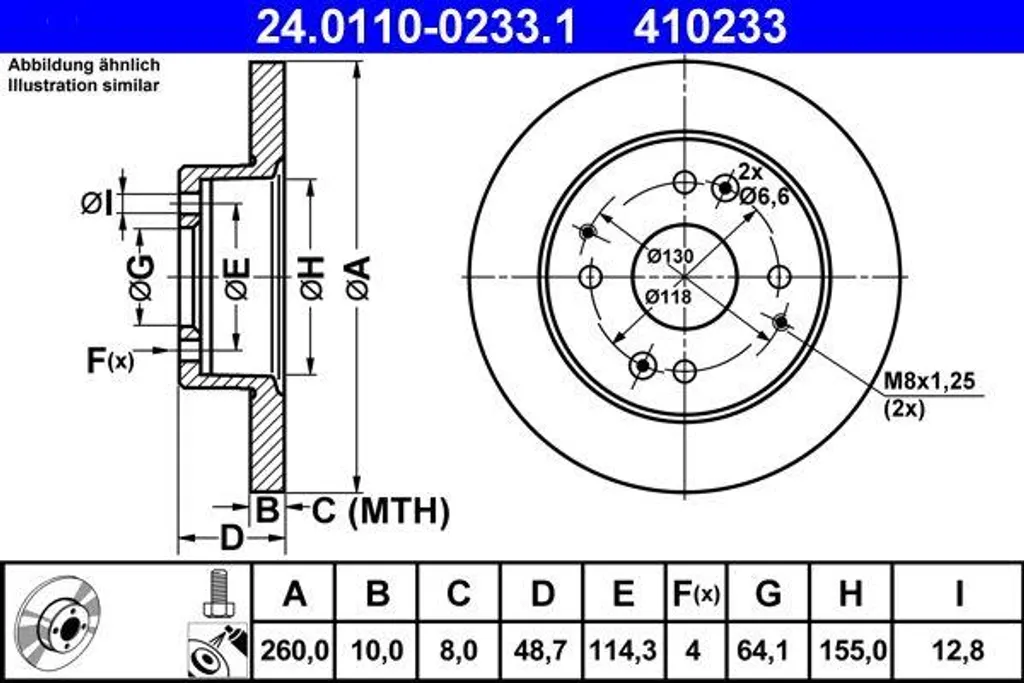 Supprimer les bruits de freinage Honda Accord Civic avec disques ATE 260mm