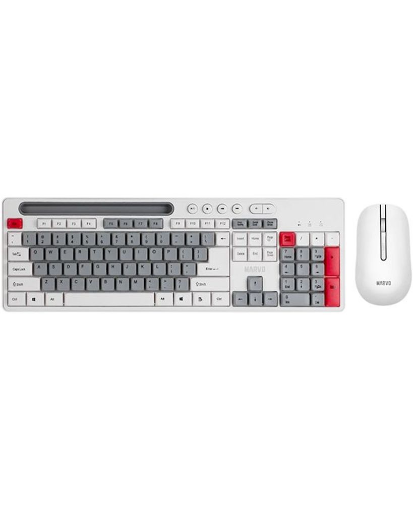 MARVO WS009 Kabelloses Tastatur & Maus Combo | Englisches QWERTY-Layout | 1600 DPI | 6 Tasten